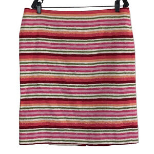 Talbots Skirt Womens Size 16 Pink Linen Pencil Mini Striped Back Slit Lined